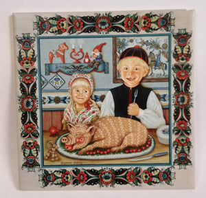 15242-61 6" Ceramic Tile: Christmas Pig