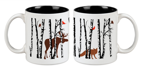 18312-00 C Mug: Fox/Moose In Birch