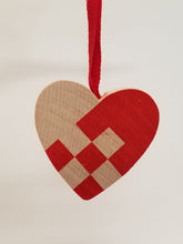 Load image into Gallery viewer, 44640-00 Ornament: Heart Weave, Red/Natural, 2&quot;Tall