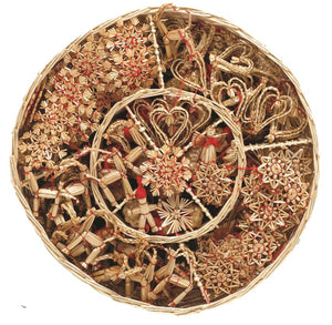 40015-00 Basket of 168 Straw Ornaments