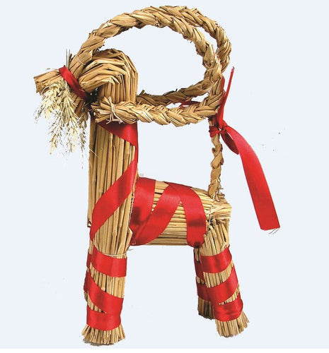 40134-00 Straw Goat with Red Ribbon, 12