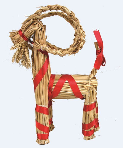 40138-00 Straw Goat with Red Ribbon, 16