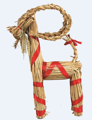 40142-00 Straw Goat with Red Ribbon, 20