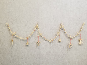 40244-00 Straw Garland with Ornaments, 60" Long