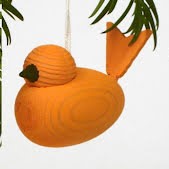 44181-00 Wooden Bird Ornament, Orange