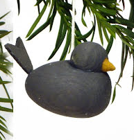 44185-00 Wooden Bird Ornament, Dark Grey