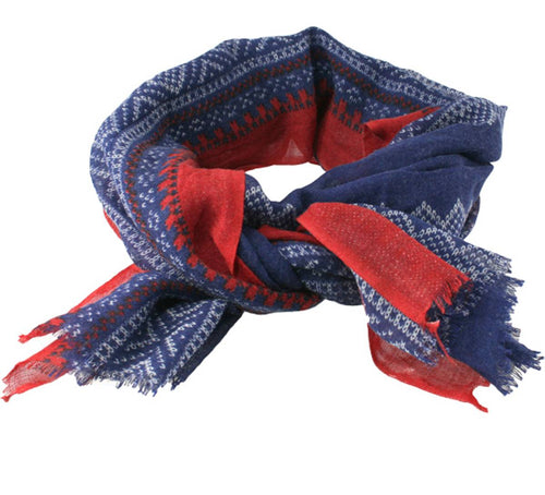 452029 Marius Scarf, wool; Blue/Red/White