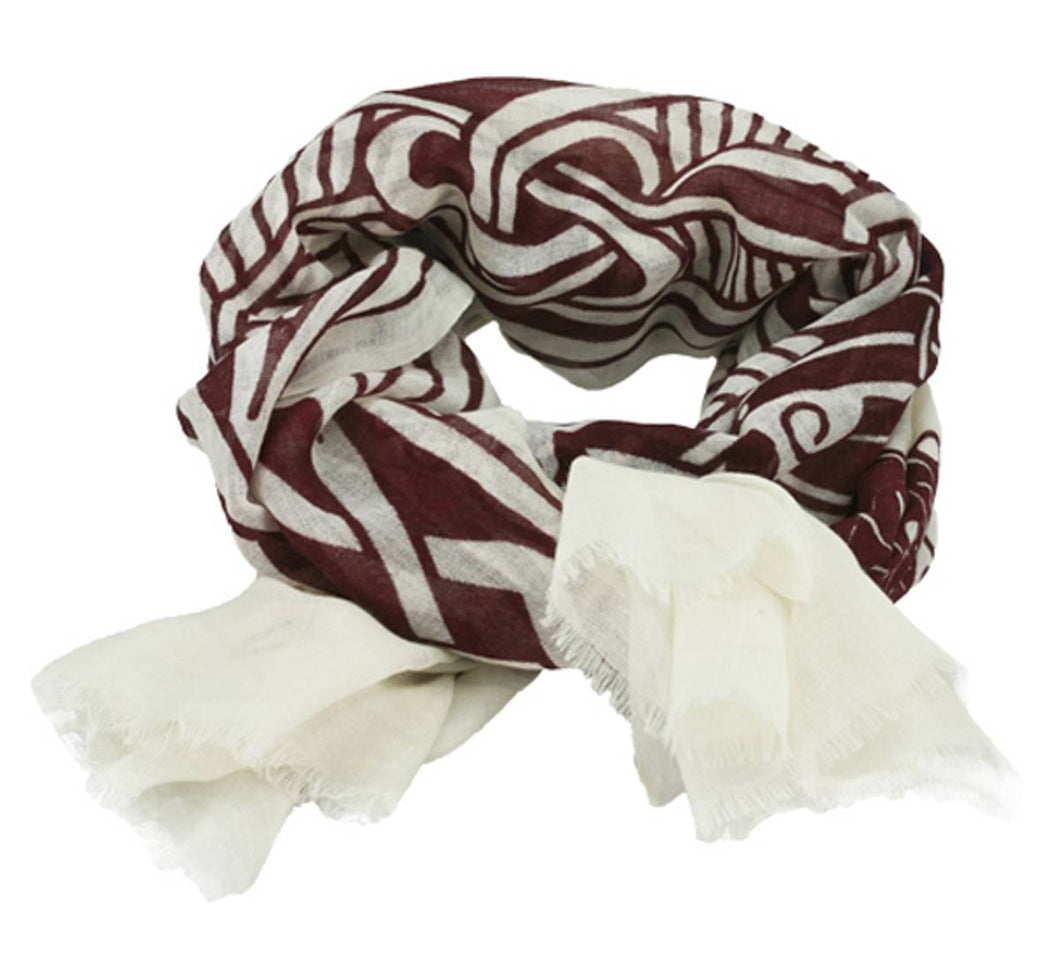 452034 100% Wool Scarf: Viking Pattern, White