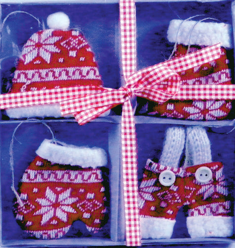 47126-00 Box of Knit Clothing Ornaments, 4 Assorted