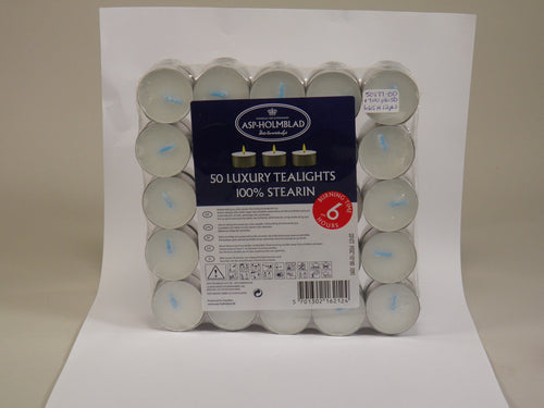 50177-00 Luxury Tea Lights, 100% Stearine, Pack of 50