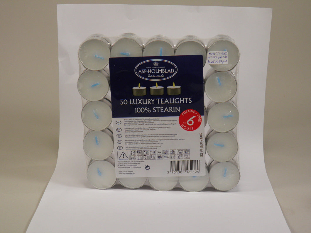 50177-00 Luxury Tea Lights, 100% Stearine, Pack of 50