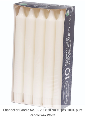 53424-08 White Crowntop Candles, 20cm Tall