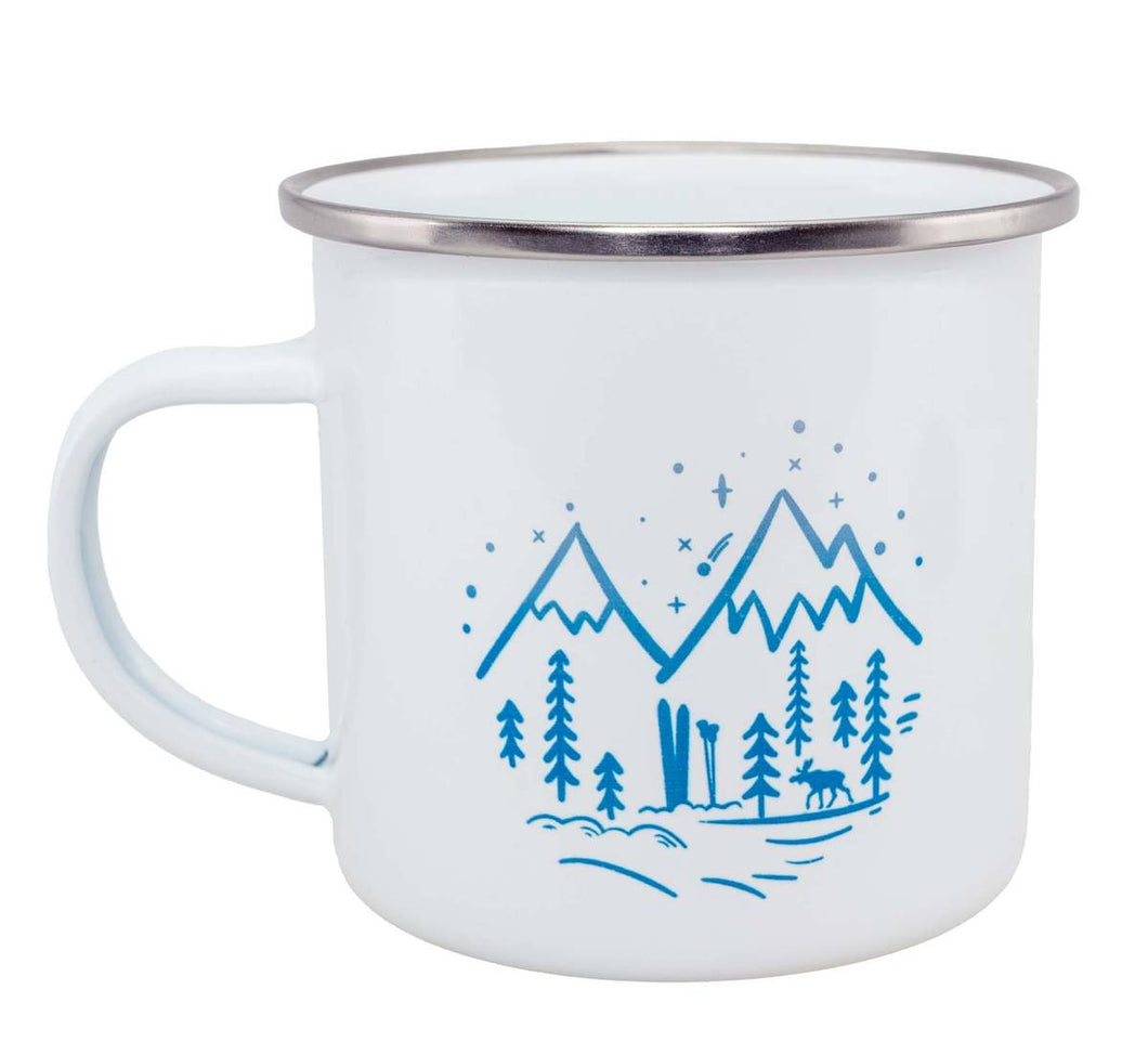 660532 Enamel Cup, Hiking Motif; 