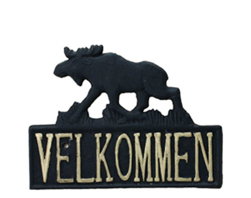 661306 Welcome sign with Moose, cast iron