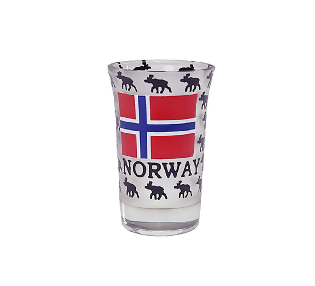 709419 Shotglass; Moose with Norwegian Flag