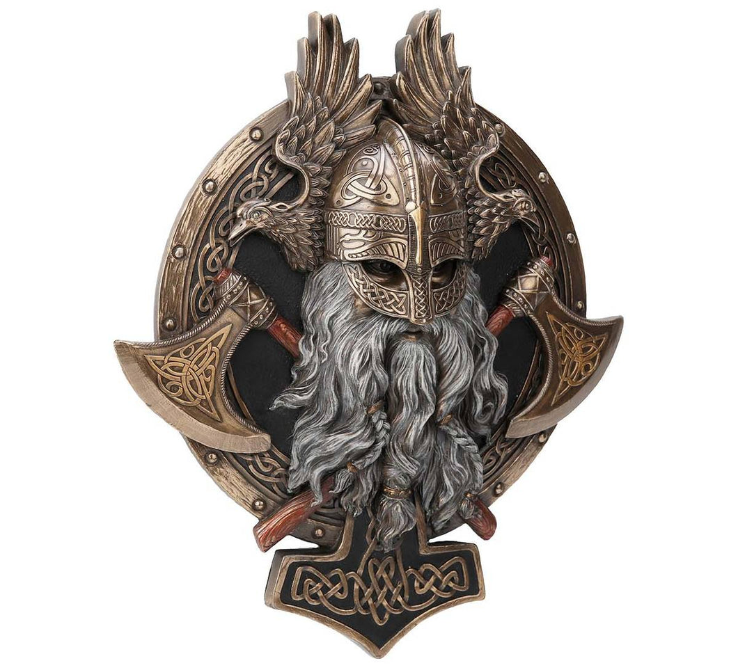757069 Wall Plaque; Viking with Twin Axes