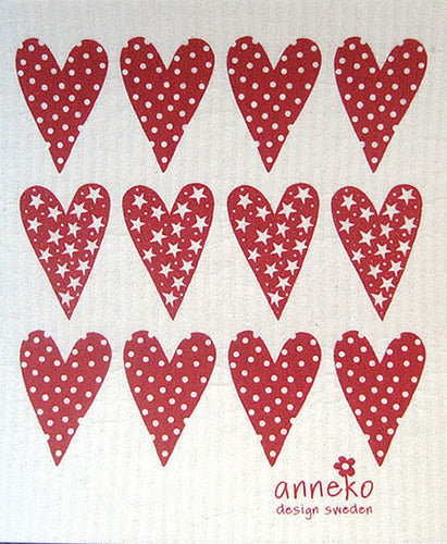 80469-05 Cellulose Dishcloth: Red Hearts