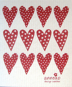 80469-05 Cellulose Dishcloth: Red Hearts