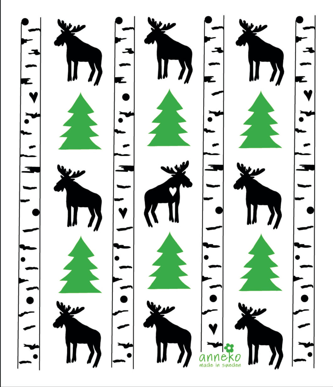 80469-40 Cellulose Dishcloth: Moose and Trees