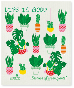 80469-64 Cellulose Dishcloth: Green Plants