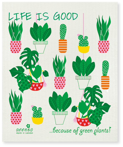 80469-64 Cellulose Dishcloth: Green Plants