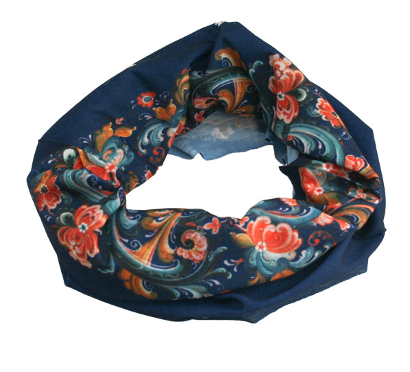 80474-01 Bandana: Blue Rosemaling