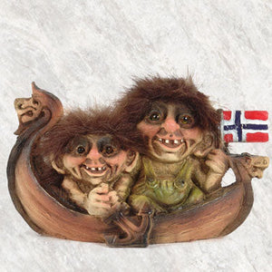 48765-02 Trolls in Viking Ship 6.5" long