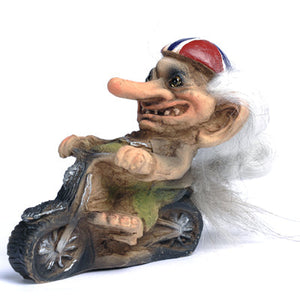 48154-00 Troll on Motorcycle w/Norwegian Flag Helmet 3.5" tall