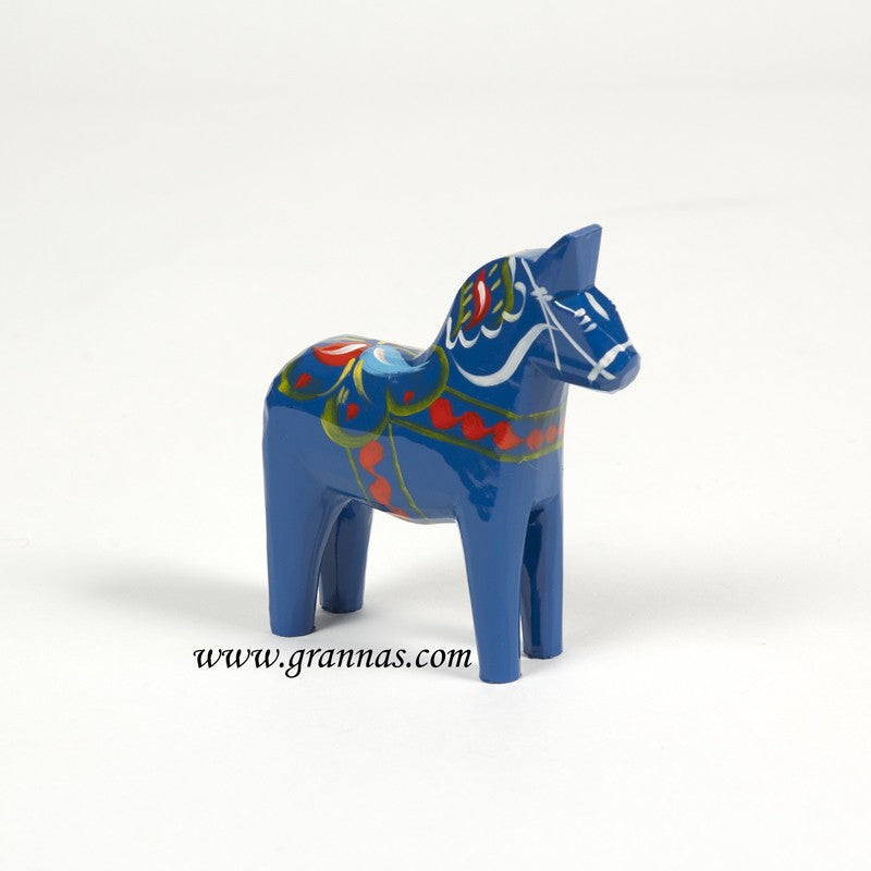 60203-01 Blue Wooden Dala Horse, 10cm
