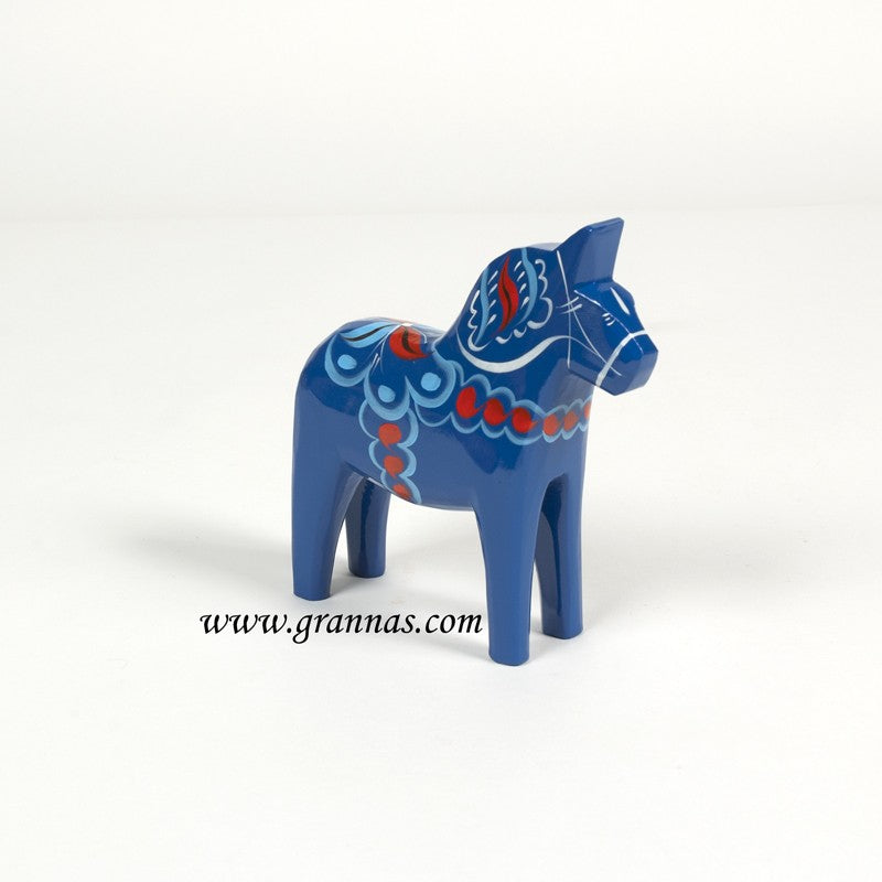 60213-01 Blue Wooden Dala Horse, 15cm