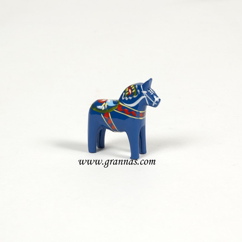 60207-01 Blue Wooden Dala Horse, 5cm