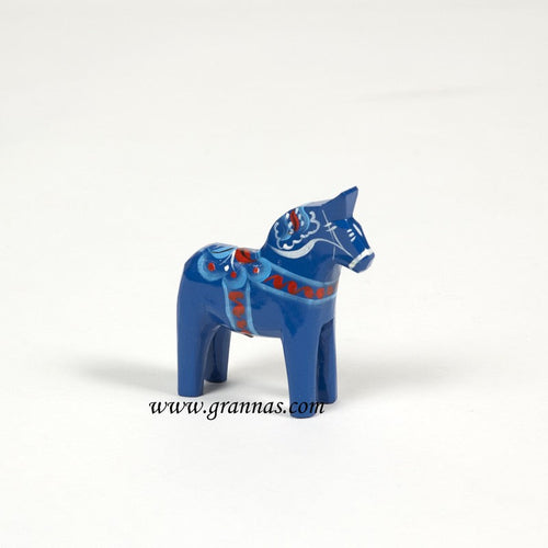 60205-01 Blue Wooden Dala Horse, 7cm