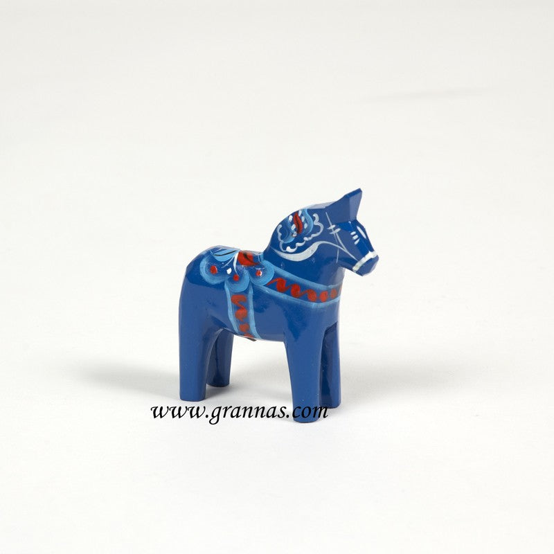 60205-01 Blue Wooden Dala Horse, 7cm