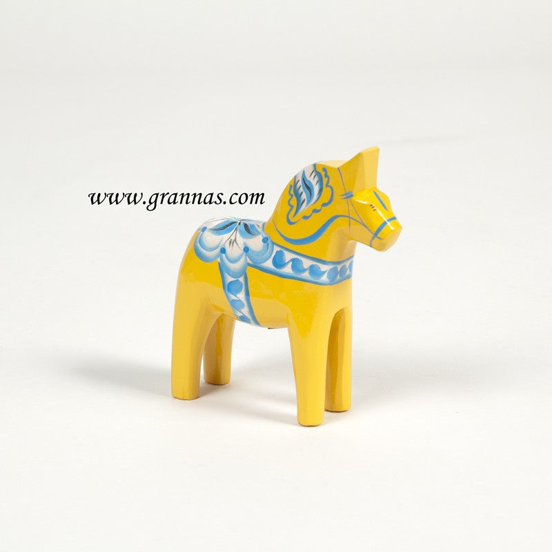 60203-10 Yellow Wooden Dala Horse, 